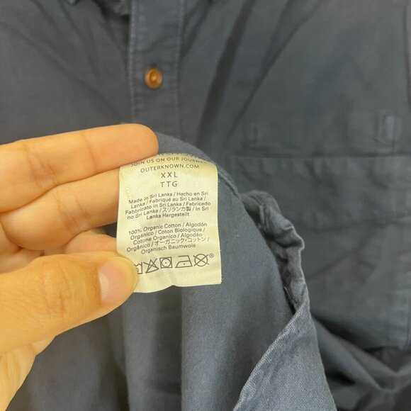 Outerknown The Artist Oxford Long Sleeve Button Down Shirt - Navy Blue Size XXL - Picture 5 of 6